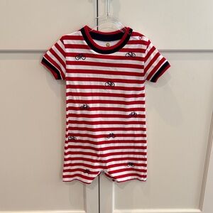 Florence Eiseman Red & White Stripe Bicycle Shortall – 24M